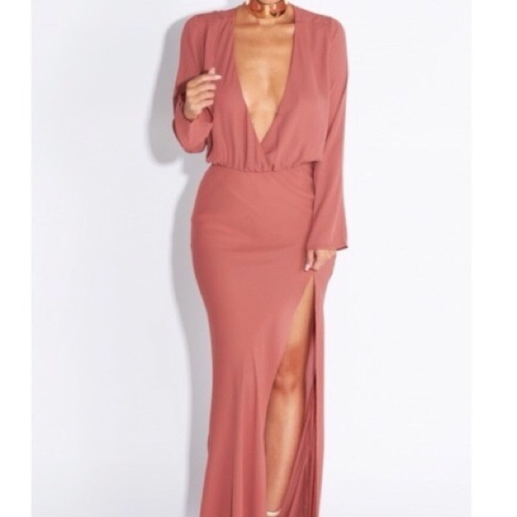 NWT beautiful Honey Punch long sexy, classy dress w/ great slit & neckline - Picture 1 of 14